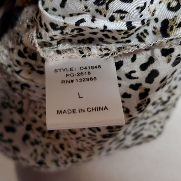 LEOPARD Cheetah Print Tie-Neck Smocked Waist Sleeveless A-line Mini Dress Large - Picture 14 of 15